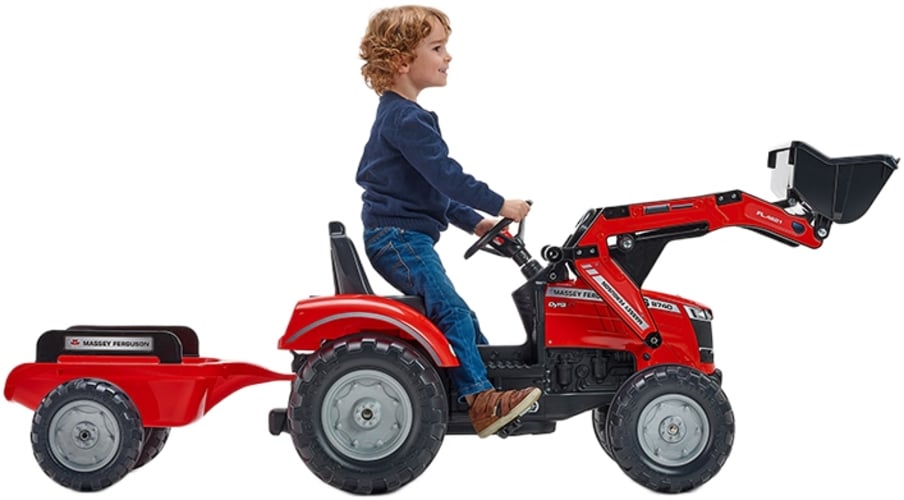 Massey Ferguson S8740-polkutraktori per&auml;vaunulla, Falk Toys