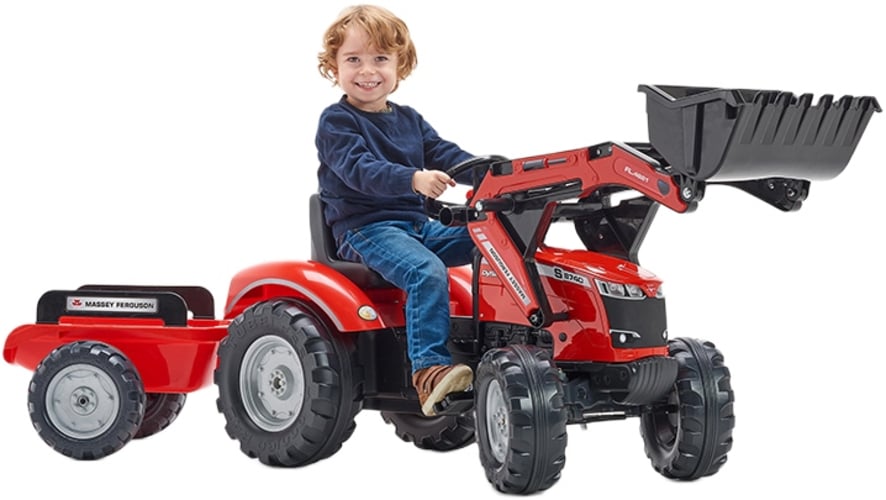 Massey Ferguson S8740-polkutraktori per&auml;vaunulla, Falk Toys