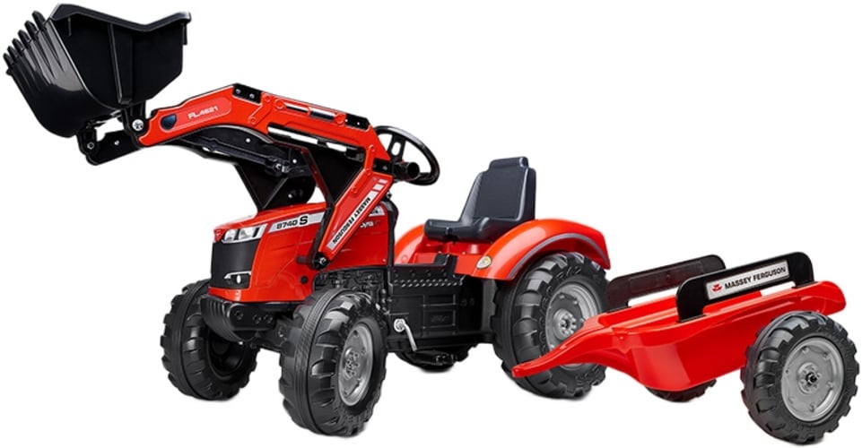 Massey Ferguson S8740-polkutraktori per&auml;vaunulla, Falk Toys