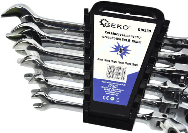 R&auml;ikk&auml;lenkkisarja nivelletty 8-19 mm, 6-osaa, Geko