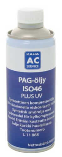 PAG-kompressoriöljy väriaineella - ISO46  + UV 250 ml