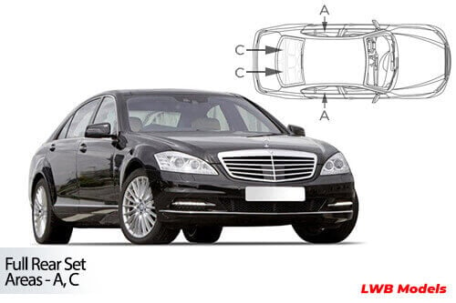 Häikäisysuojasarja Mercedes-Benz S Class Lang LWB W221, 4 ovinen (2006-2013), Car Shades