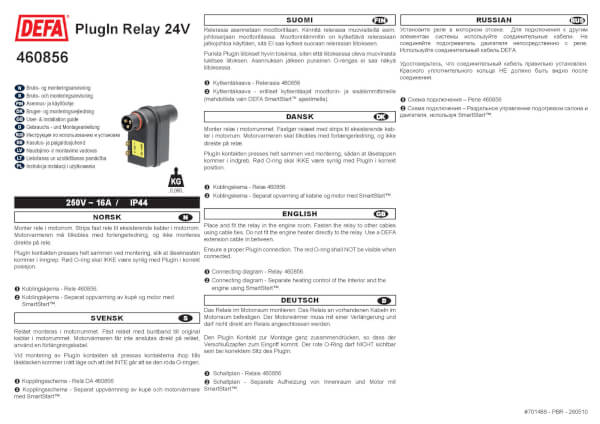 Relekappale PlugIn 24 V, Defa