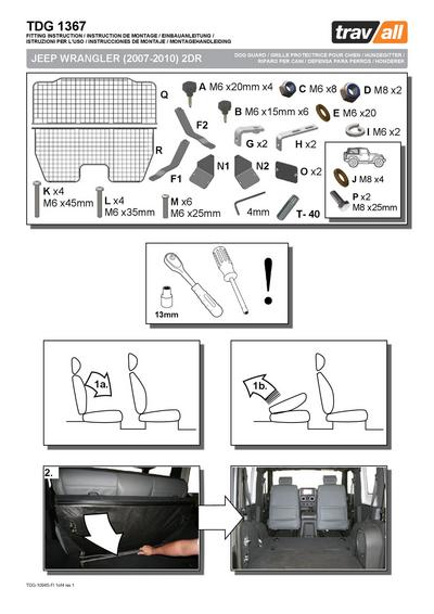 Koiraverkko autoon - Jeep Wrangler 2-ov (JK, 2007-2010), Travall