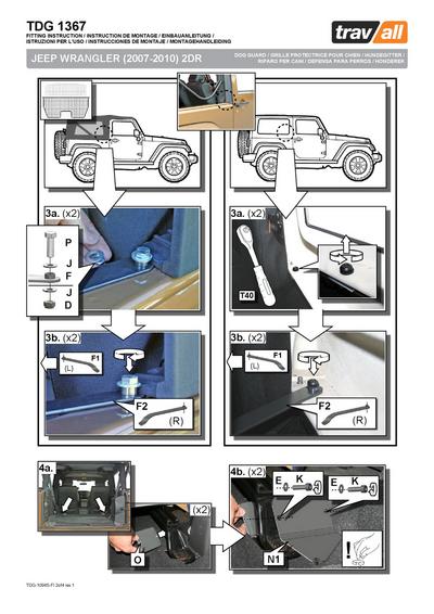 Koiraverkko autoon - Jeep Wrangler 2-ov (JK, 2007-2010), Travall