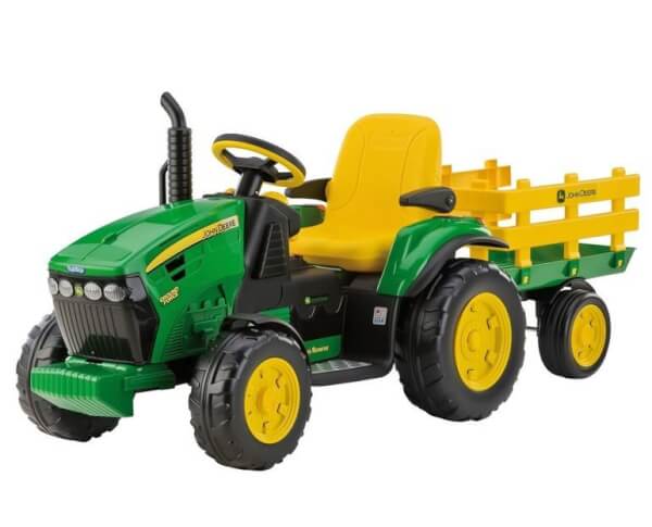 John Deere Ground Force - akkutraktori 12 V + k&auml;rry, Peg Perego