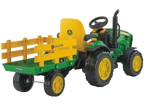 John Deere Ground Force - akkutraktori 12 V + k&auml;rry, Peg Perego
