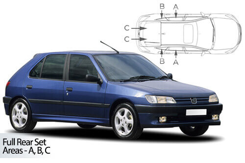 Häikäisysuojasarja Peugeot 306, 5 ovinen (1993-2002), Car Shades