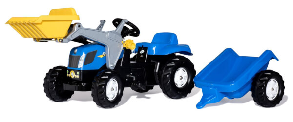 New Holland T7040  -polkutraktori etukuormaajalla ja perävaunulla, Rolly Toys