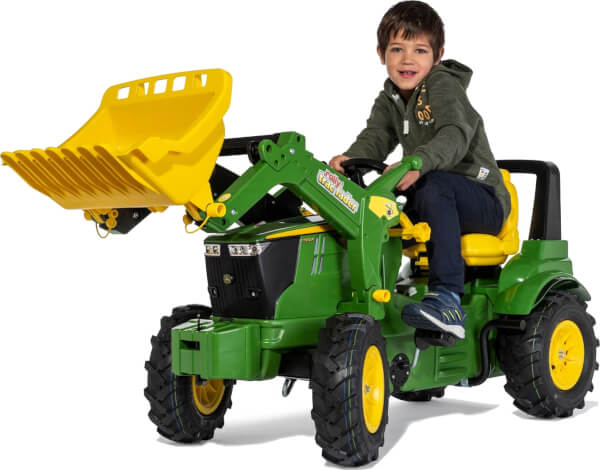 Polkutraktori etukuormaajalla ja ilmakumipy&ouml;rill&auml; John Deere 7310R, Rolly Toys