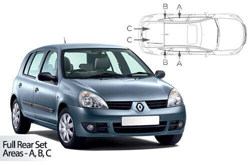 Häikäisysuojasarja Renault Clio MKII, 5 ovinen (1998-2005), Car Shades