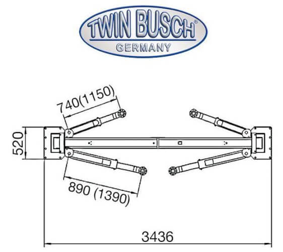 2-pilarinostin 4200 kg (vapaa lattia), Twin Busch