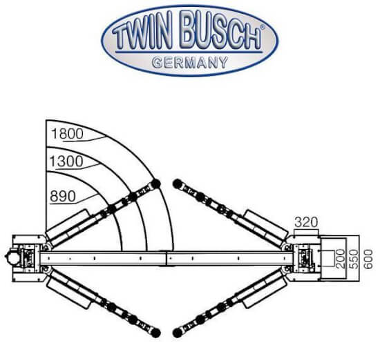 2-pilarinostin 5000 kg (vapaa lattia), Twin Busch