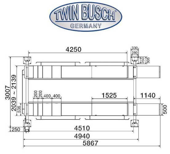 4-pilarinostin 4500 kg, Twin Busch