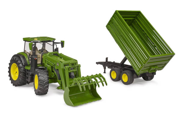 Lelu Traktori John Deere 7R 350 etukuormaajalla ja kippivaunulla (1:16), Bruder