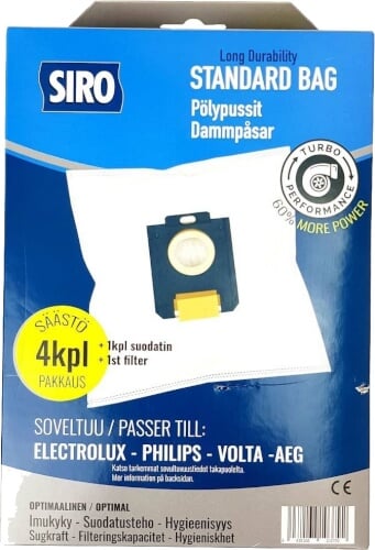Imuripussi S-Bag 4 kpl + suodatin, Siro