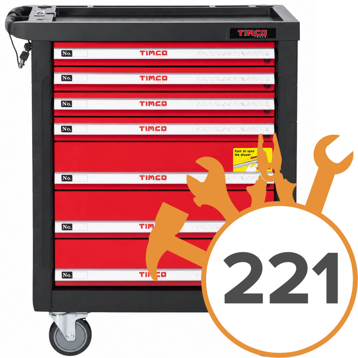 Työkaluvaunu + 221 työkalua, Timco