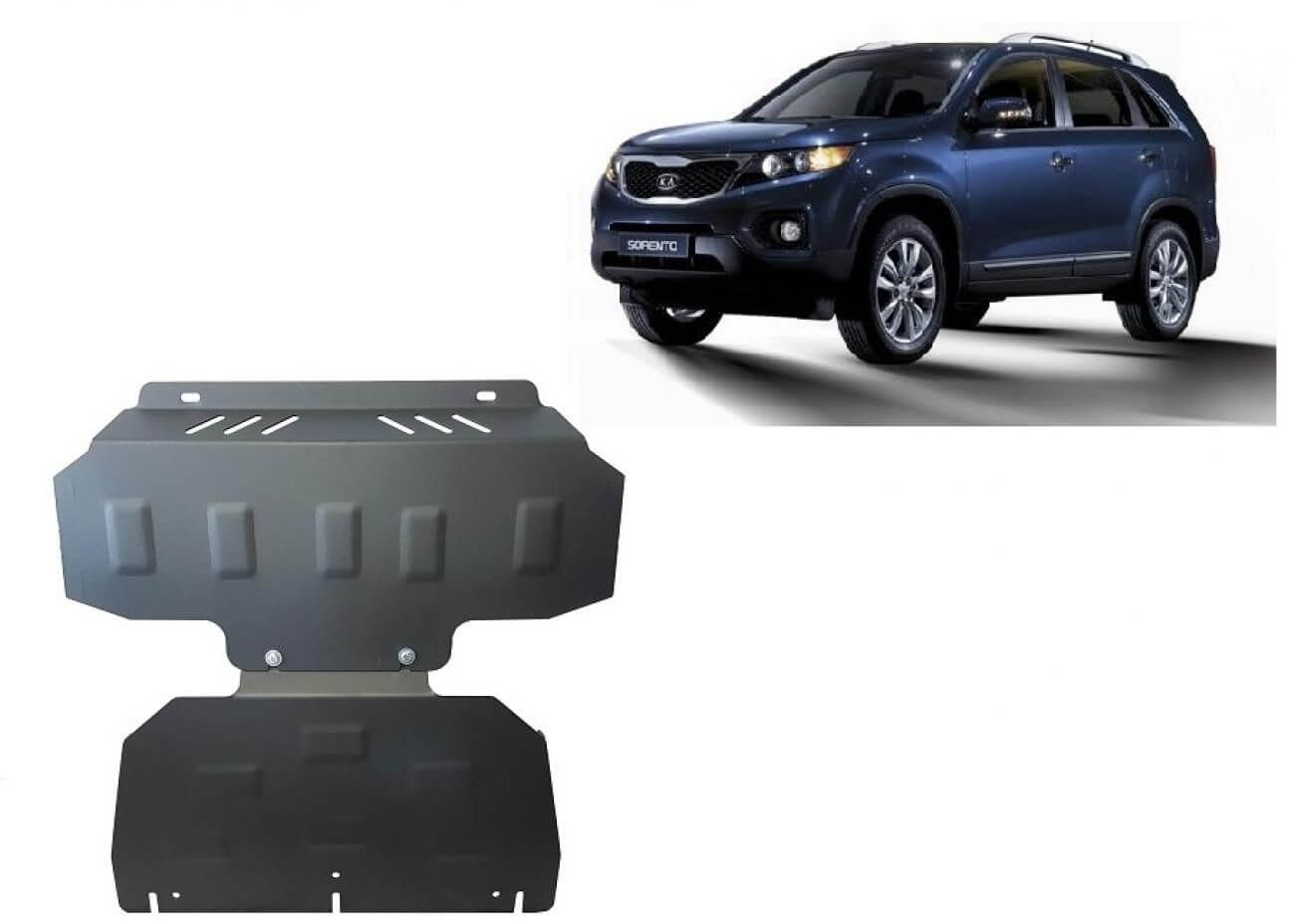 Pohjapanssari moottorille ja jäähdyttimelle Kia Sorento (2006-2010), terästä