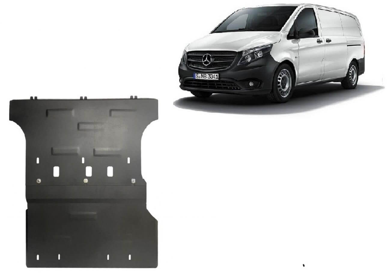 Pohjapanssari moottorille Mercedes V-sarja W447 2.2 D, 4x2 takaveto (2014➟), terästä