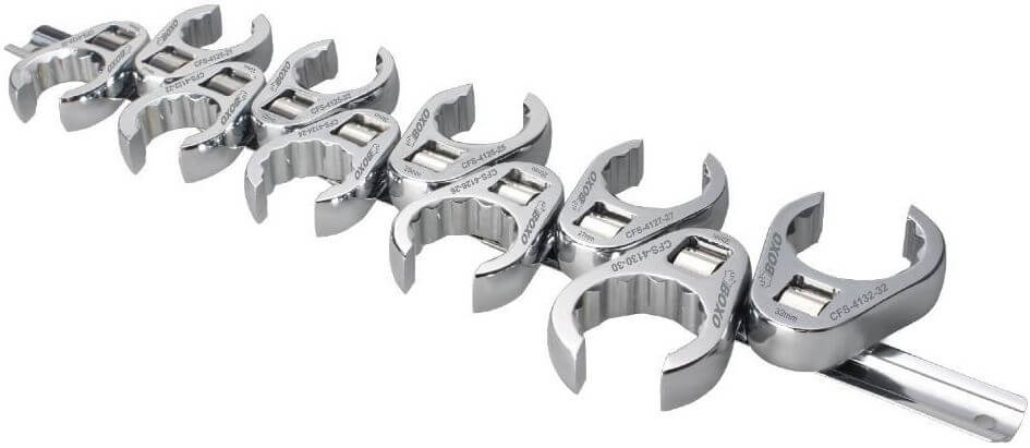 10-osainen kukonjalka-avainsarja 1/2" 20-32 mm, Boxo