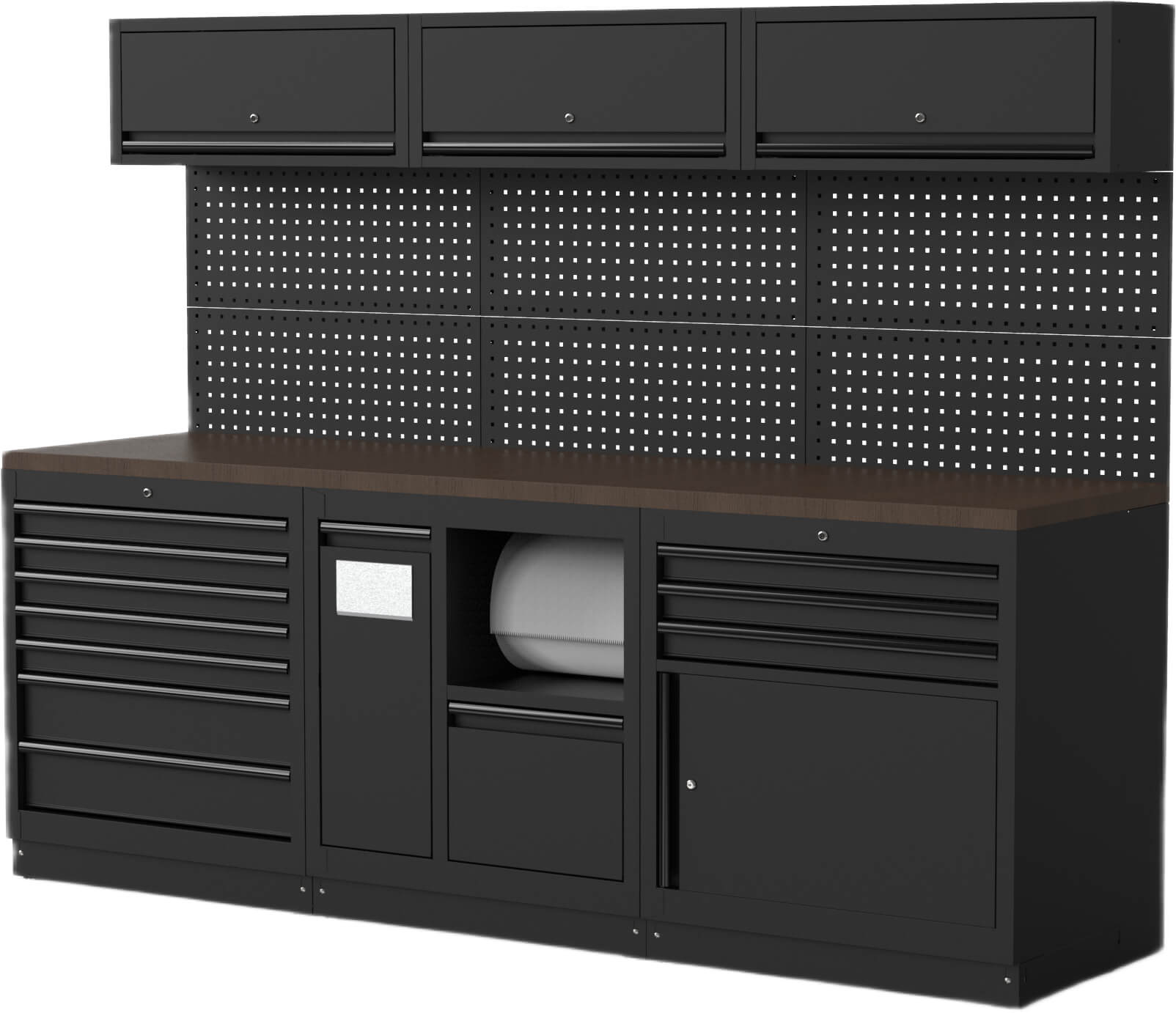 Kalustekokonaisuus 2588 x 726 mm, Boxo Mattamustat vetimet