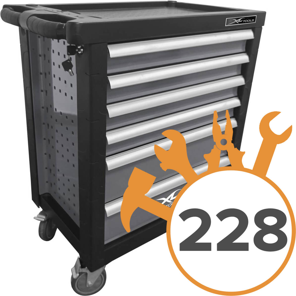Työkaluvaunu + 228 työkalua, XL-Tools