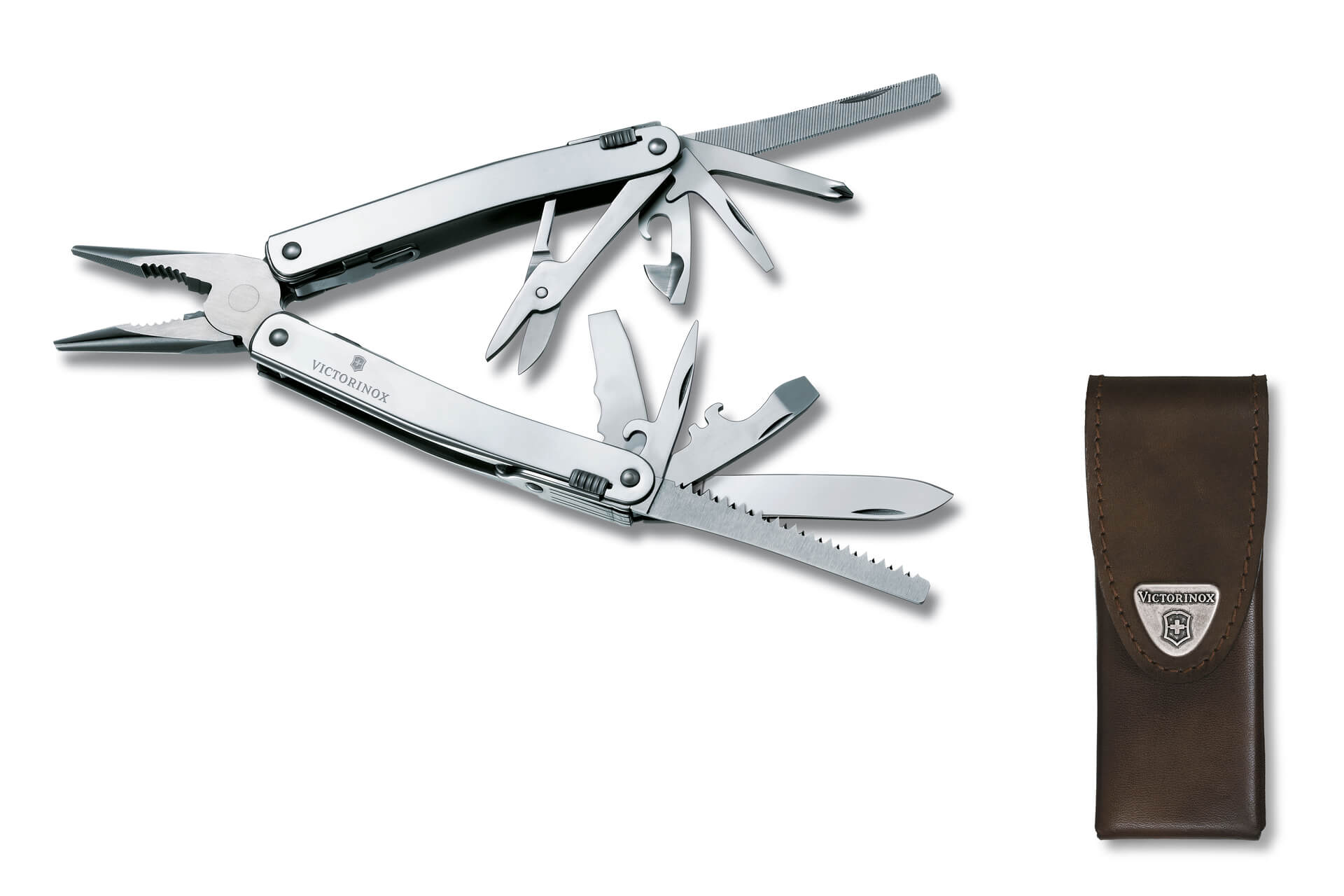 Lahjaideat miehelle 2026: 5 käytännöllistä vinkkiä 8 SwissTool Spirit X nahkakotelossa, Victorinox