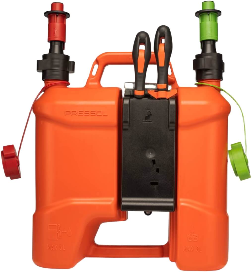Kombikannu automaattikorkeilla ja työkalulokerolla, Pressol