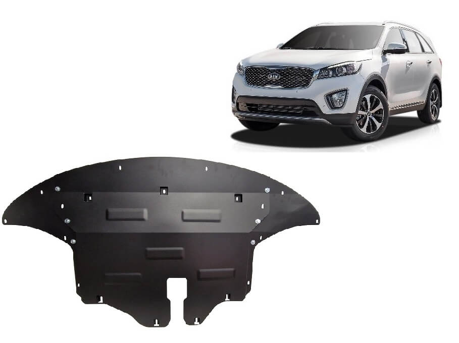 Pohjapanssari Kia Sorento (2012-2020), moottori, vaihdelaatikko, jäähdytin, etupuskuri, terästä