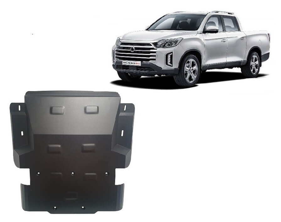 Pohjapanssari SsangYong Musso Grand (2018➟), moottori, jäähdytin, etupuskuri, terästä