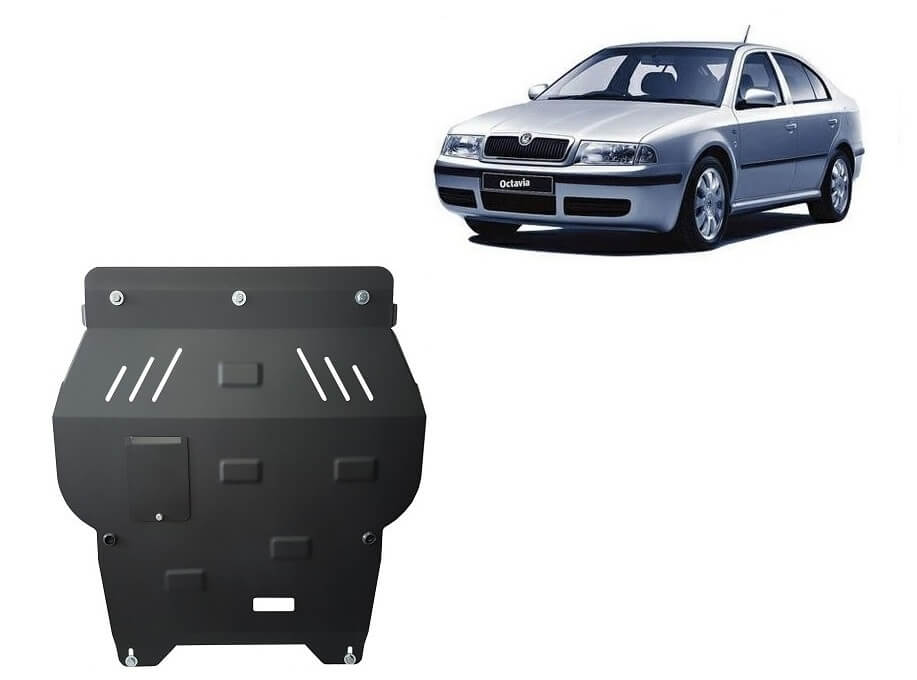 Pohjapanssari Skoda Octavia (1998-2010), moottori, vaihdelaatikko, jäähdytin, etupuskuri, terästä