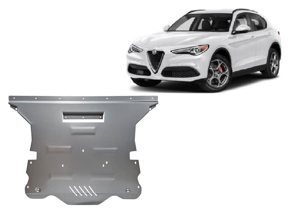 Pohjapanssari Alfa Romeo Stelvio (2016➟), moottori, vaihdelaatikko, alumiinia