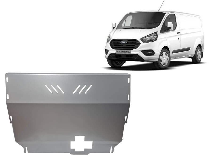 Pohjapanssari Ford Transit Custom (2020-2023), moottori, vaihdelaatikko, jäähdytin, etupuskuri, alumiinia