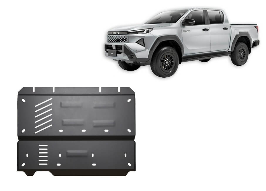 Pohjapanssari Toyota Hilux (2026➟), katalysaattori, jakovaihteisto, AdBlue tankki, hiukkassuodattimen sensori, terästä