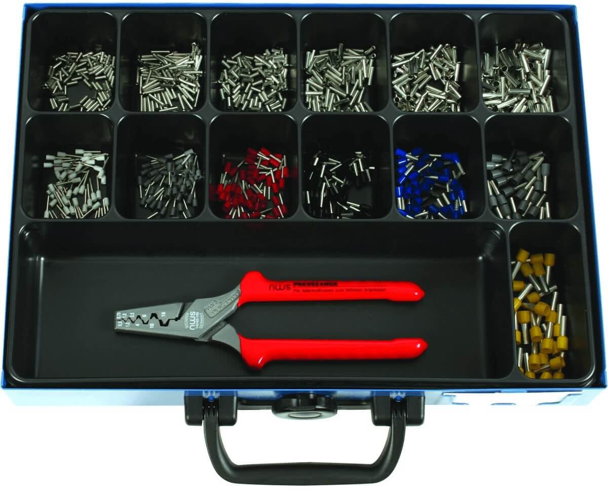 Päätehylsylajitelma ja liitinpihdit 900 os. Förch