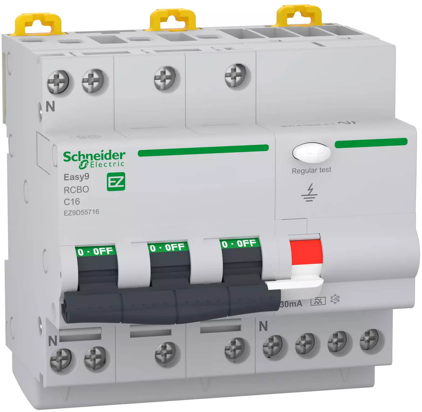 Vikavirtajohdonsuojakatkaisija Easy9 RCBO 4C16 30 mA, Schneider Electric