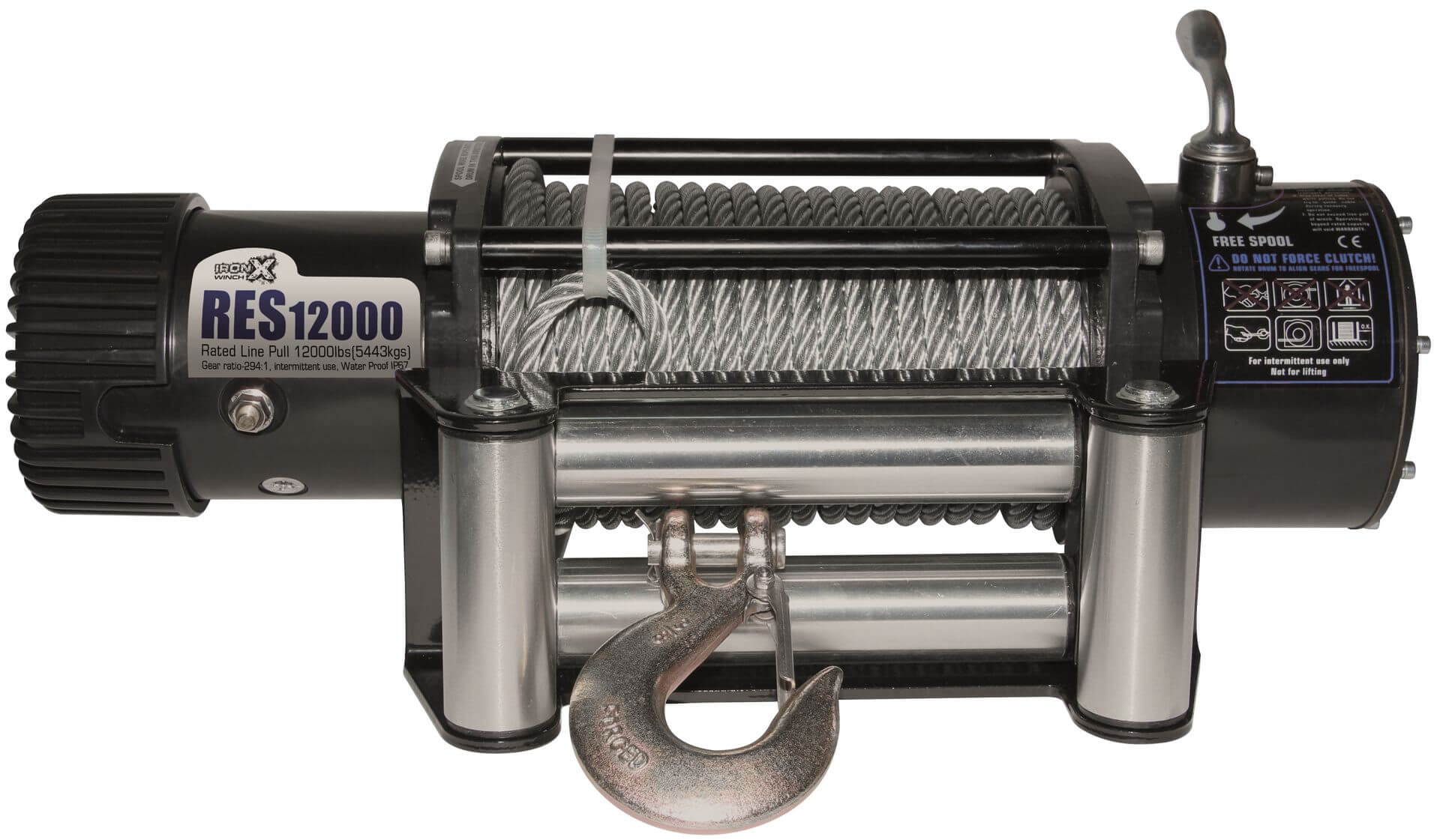 Sähkövinssi vaijerilla 12 V / 5445 kg, Ironx