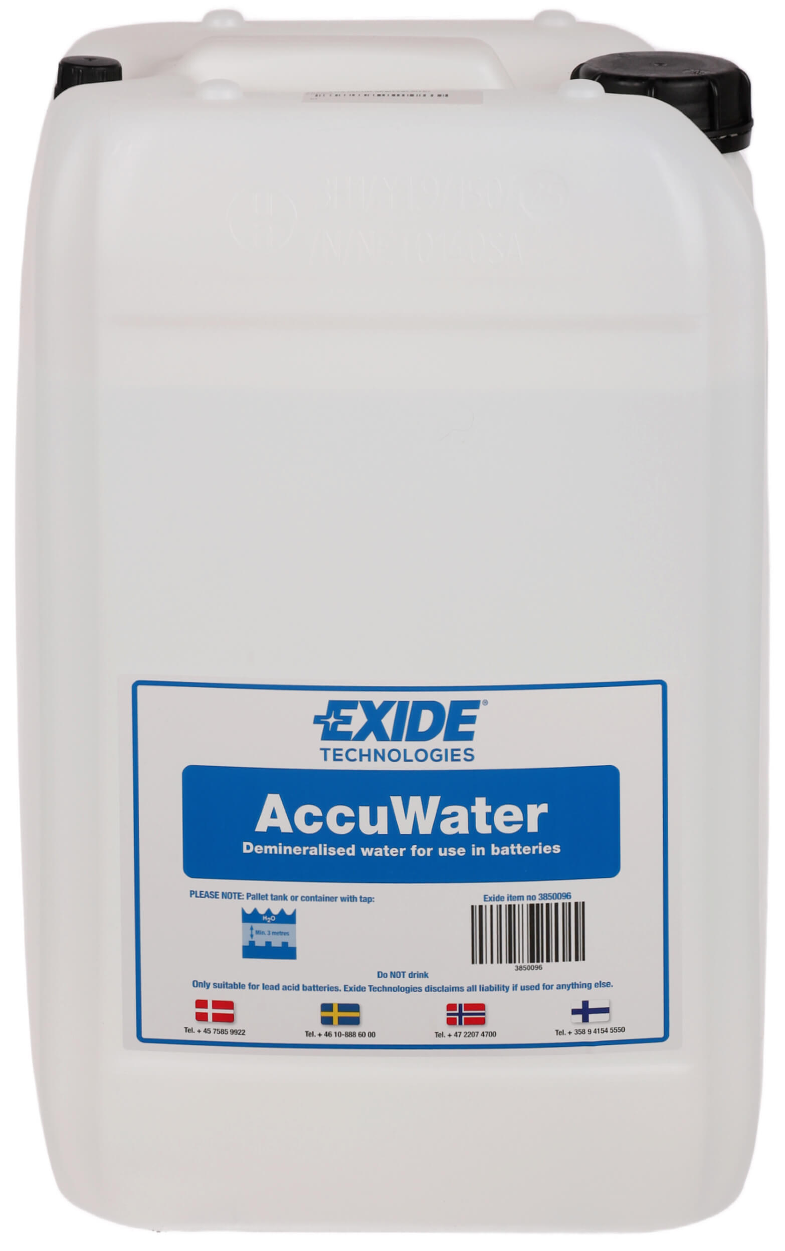 Akkuvesi demineralisoitu 25 l, Exide
