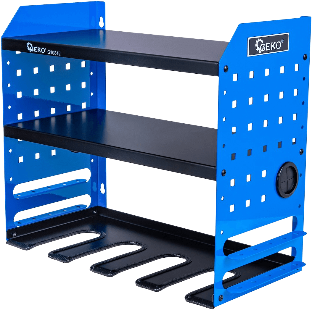 Työkaluhylly seinälle 4 työkalupaikkaa + 2 hyllyä, Geko