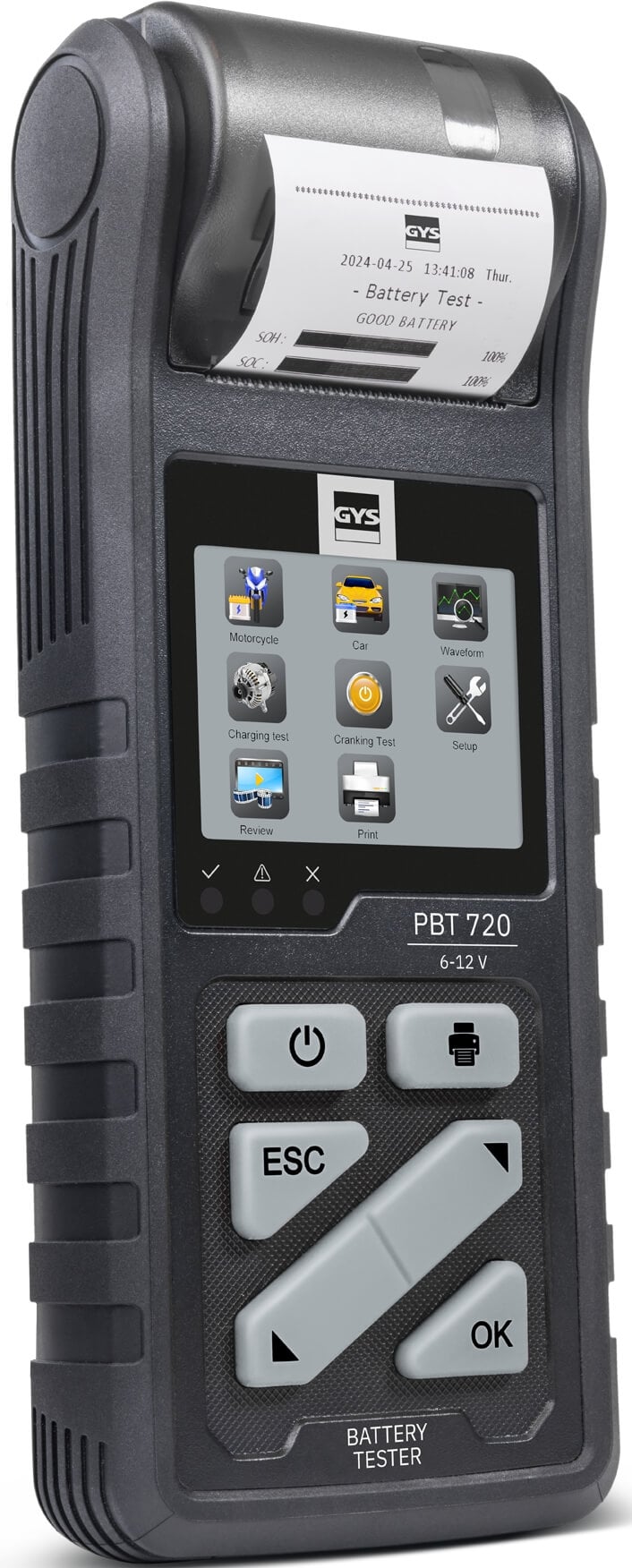 Akkutesteri tulostimella PBT 720, 6-12 V, GYS