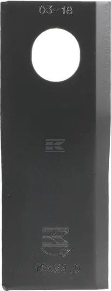 Terälappu, vasen, 126 x 47 x 4 mm, ovaali reikä, Taarup