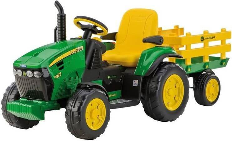 John Deere Ground Force - akkutraktori 12 V + kärry, Peg Perego