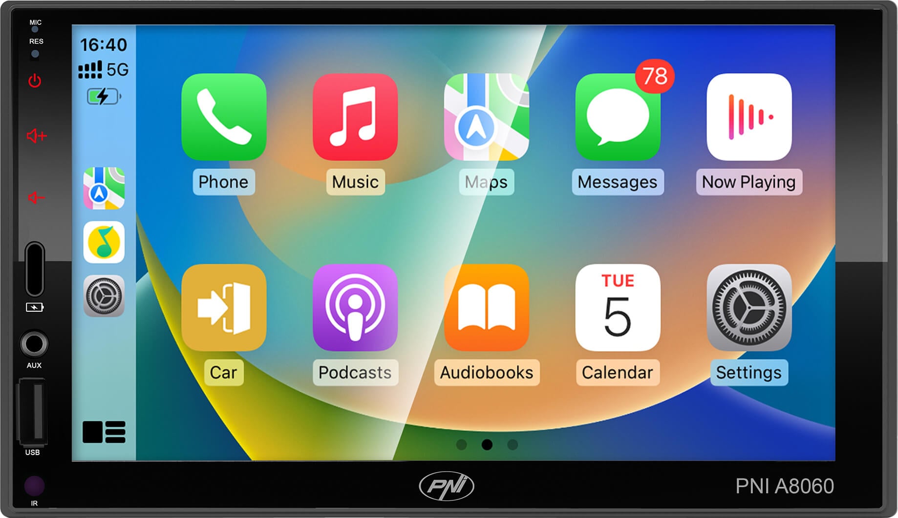 Autosoitin 2 DIN, langaton Android Auto ja CarPlay, PNI