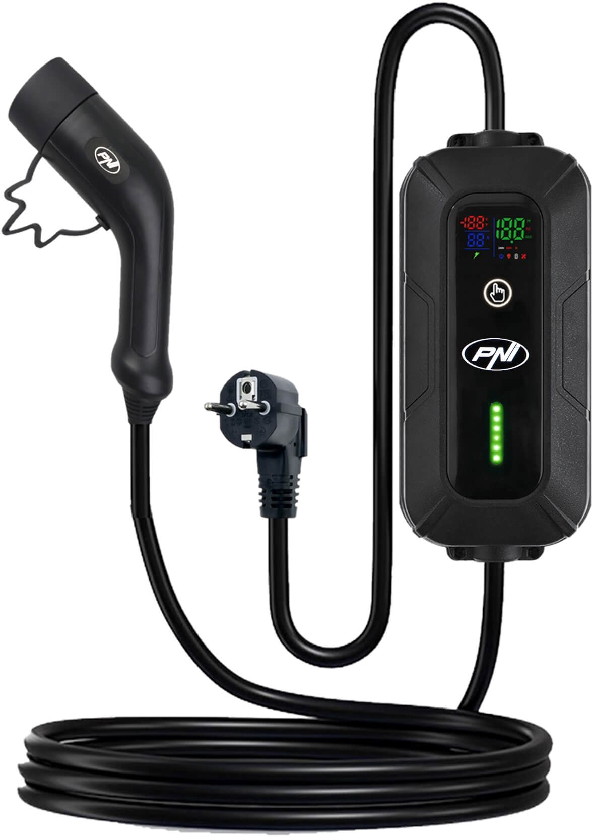 Sähköauton laturi 5 m | 1-vaihe | 3,5 kW | Type 2, PNI