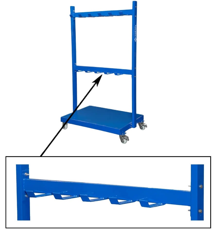 Lisäpalkki nostoapuvälineiden säilytystelineeseen, Haklift