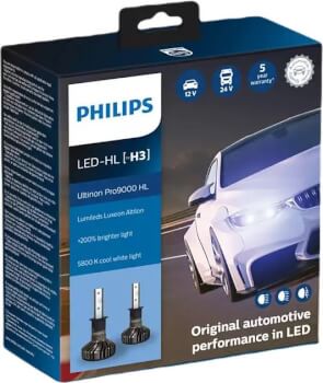 Led-polttimo, H3 Ultinon Pro9000, pari, Philips