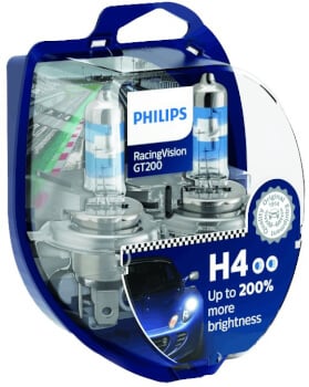 Ajovalopolttimopari, H4, Racing vision GT200, Philips