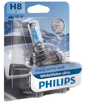 Hehkulankapolttimo, H8, whitevision ultra 60%, Philips