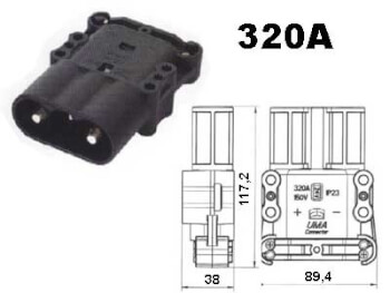 Euro-connector 50 mm&sup2; /320 A, uros