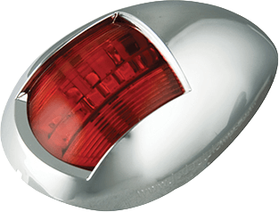 Navigointivalo punainen, krominvärinen runko, LED Autolamps